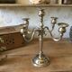 5-branch silver-plated metal candle holder