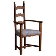 Classic Oak Armchair with Lambswool Upholstery, Mid-Century Danish, 1950s