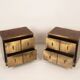 Aldo Frigerio Italian Walnut Burl and Gold-Laminated Brass Bagdad Nightstands