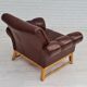 Fauteuil danois vintage, années 1970, cuir, bois de chêne