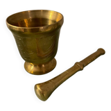 Golden metal mortar and pestle