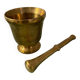 Mortier et pilon en métal doré
