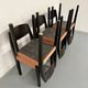 Lot of 6 blackened wooden chairs with French design fabric from the 1970s Self.