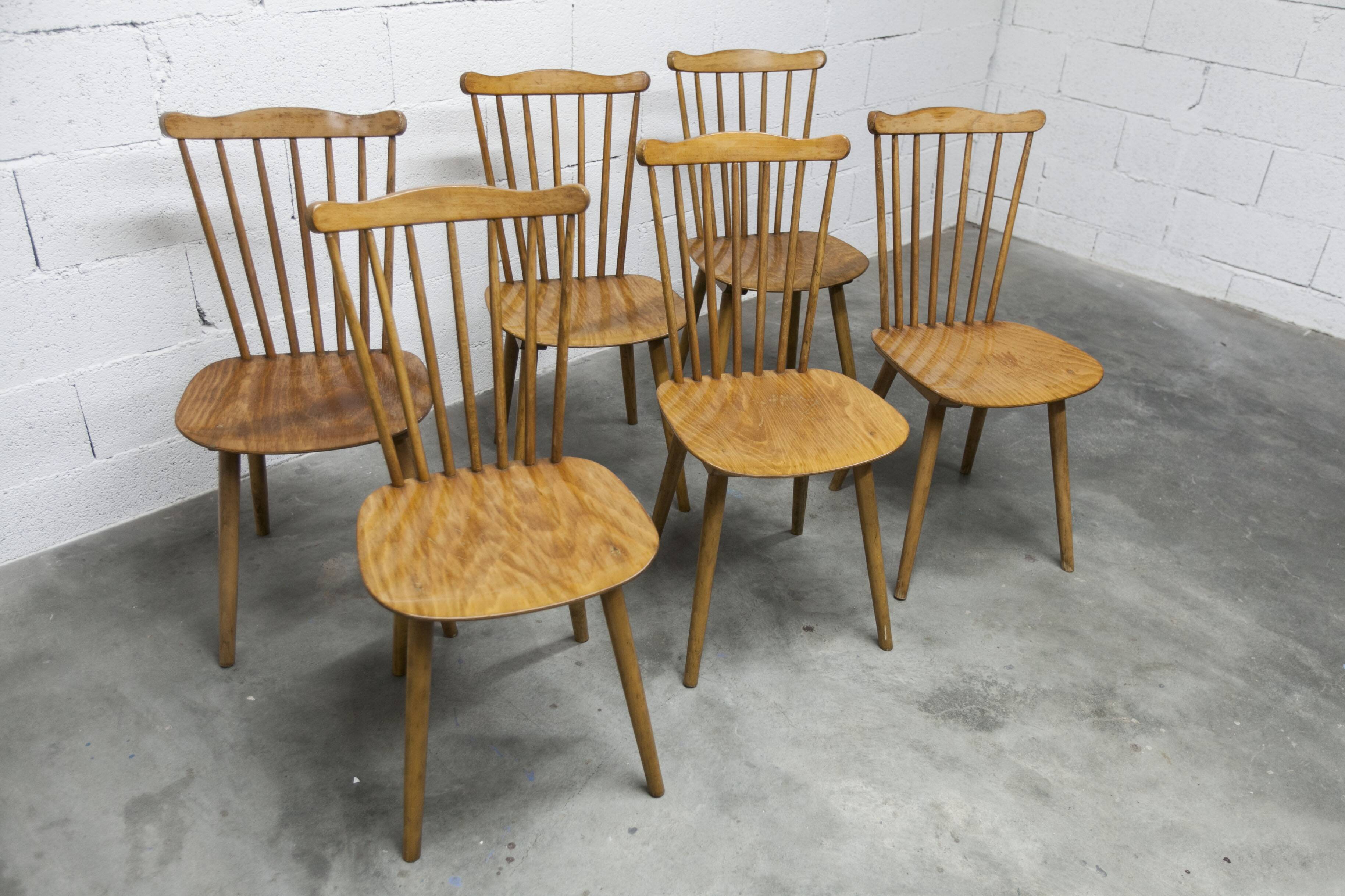 Ensemble de 6 chaises Baumann modèle Menuet