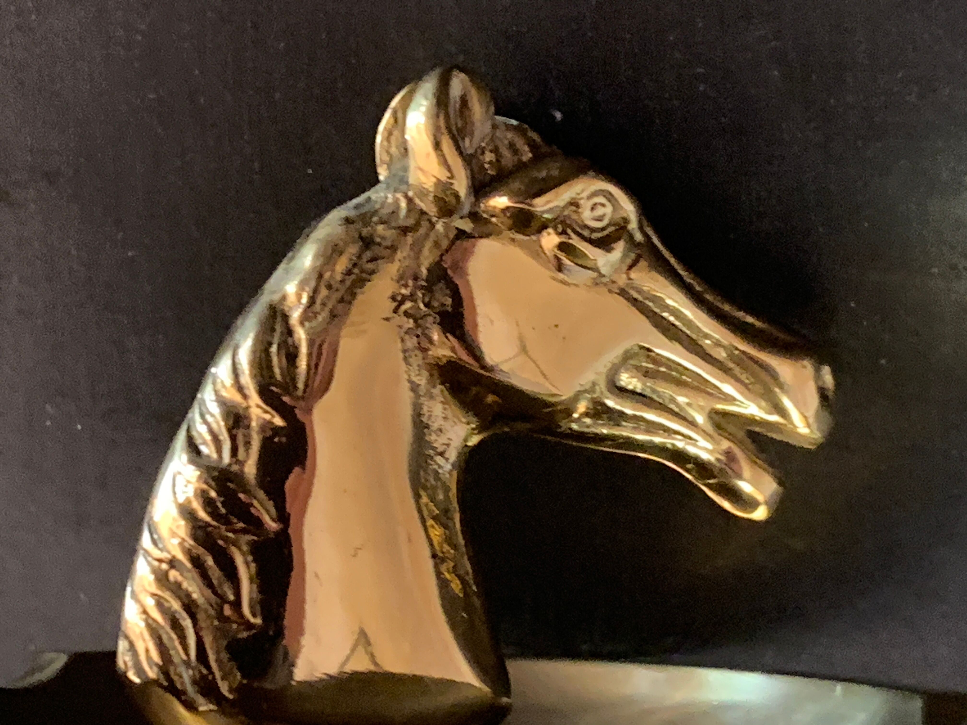 Horse-headed brass ashtray