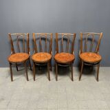Set of 4 French Cafe Chairs with Graceful Seats