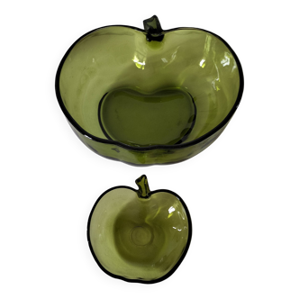 Coupe à fruits + coupelle verre forme pomme