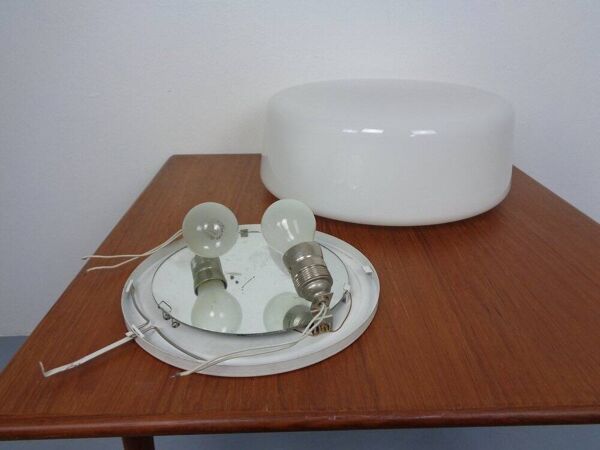 Large Bauhaus Opal Glass Ceiling Lamp by Zeiss Ikon, 1930s