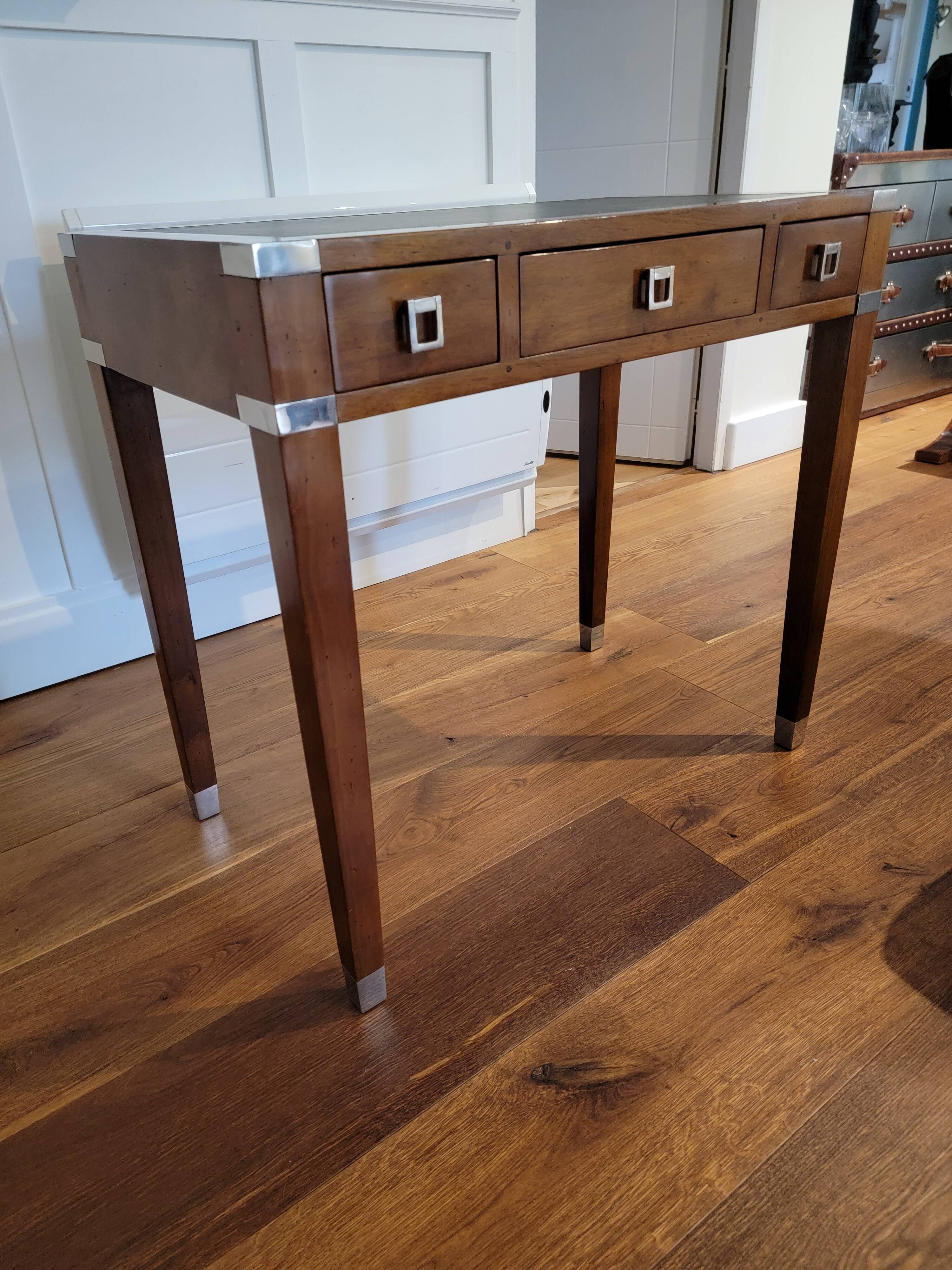 Small desk in solid wood and metal, Art Deco style