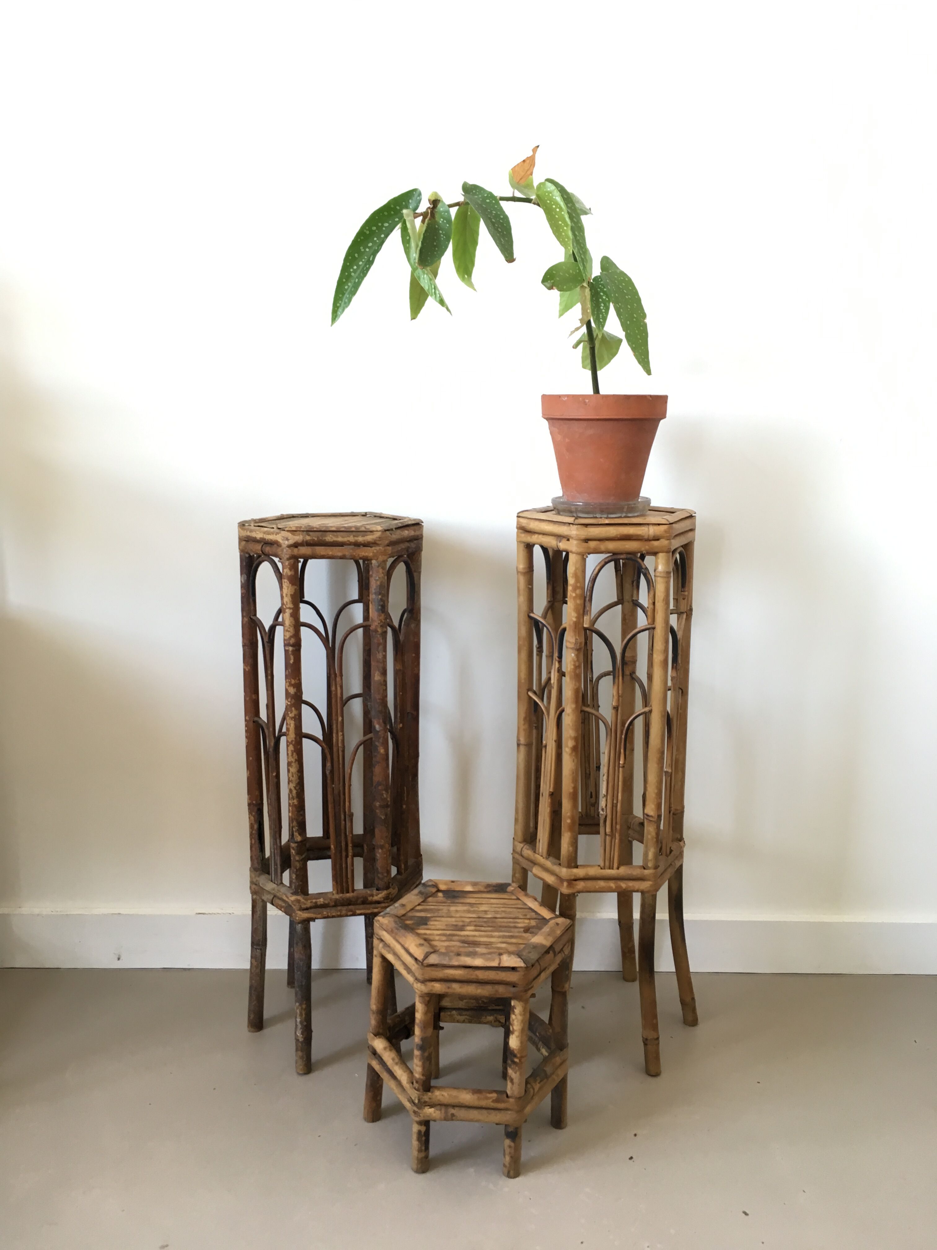 Old bamboo side table
