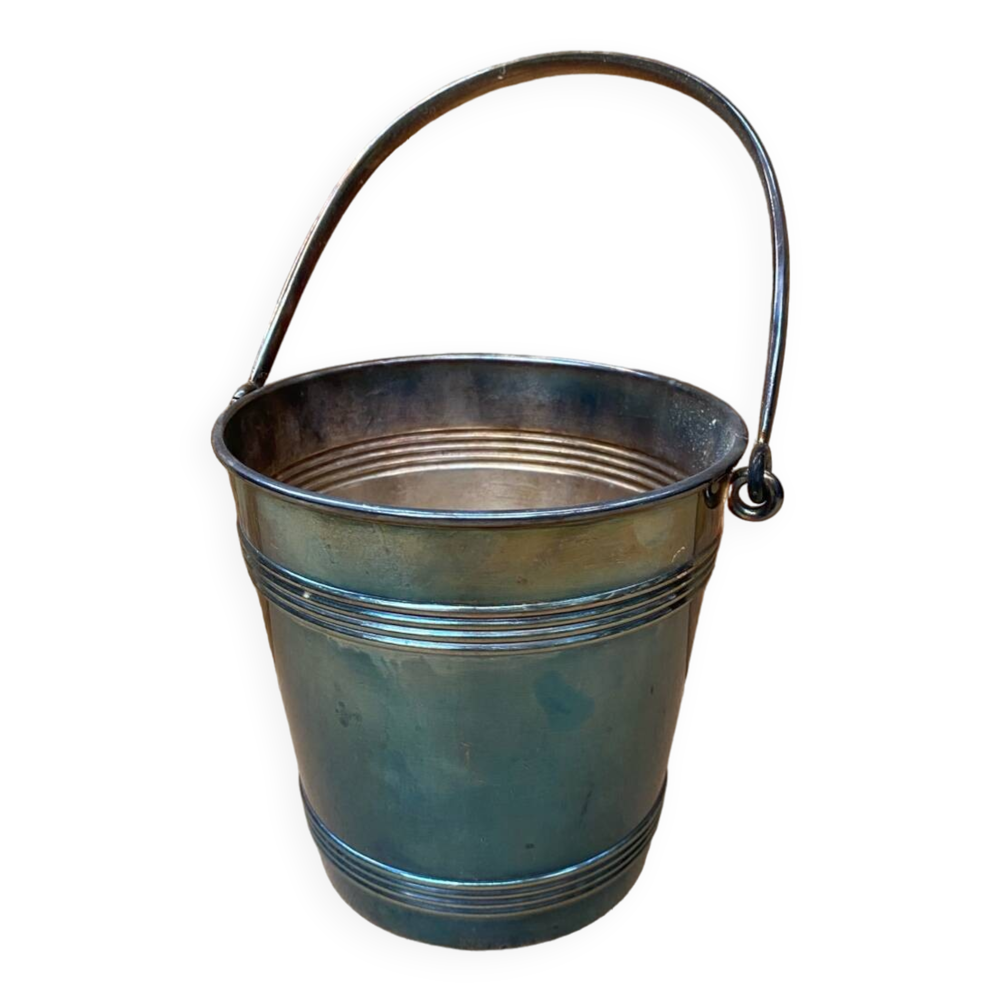 Old christofle ice bucket silver metal cooler + handle france #b210