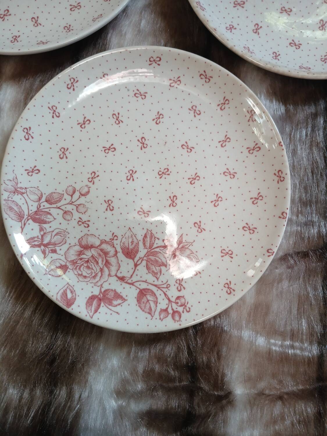 7 antique dessert plates Gien