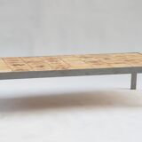 Rectangular metal and cermal herbarium coffee table by Roger Capron, 1960s