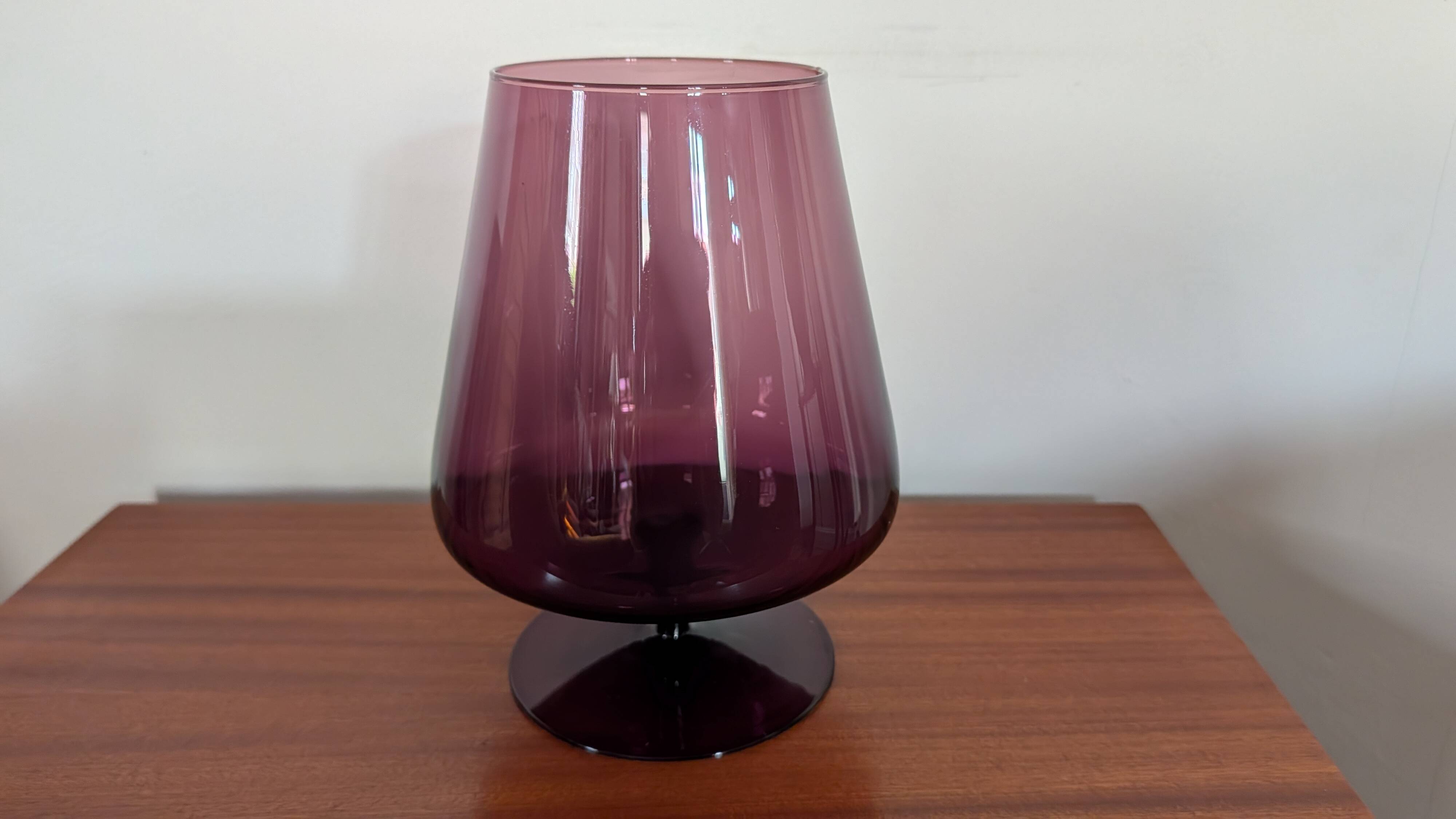 Purple smoked glass footed bowl – Scandinavian design spirit