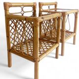 Mid-Century Bamboo and Rattan Nightstands, Spain, Hand-Crafted, 1970s