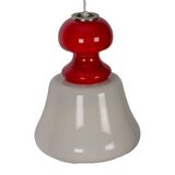 White and red space age pendant lamp