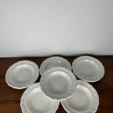 Set of 6 Gien deep plates, Coquille model, 1970/80, off-white