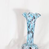 BLUE AND BROWN SPECKLED CLICHY GLASS VASE
