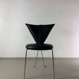 6 black leatherette metal chairs from Lubke, Germany, 1990s