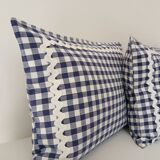 Set of 2 vintage cushions, blue gingham