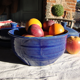 Handmade blue ceramic bowl, vintage