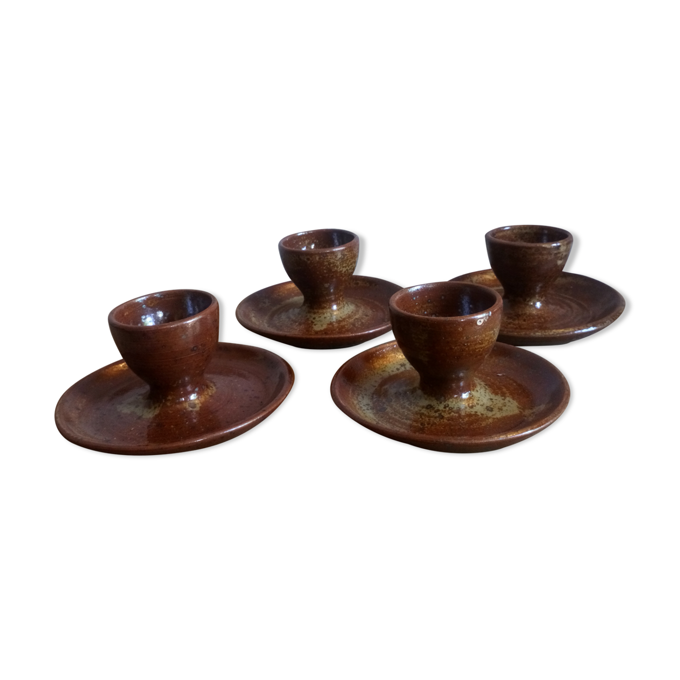 Four pyrite stoneware shells