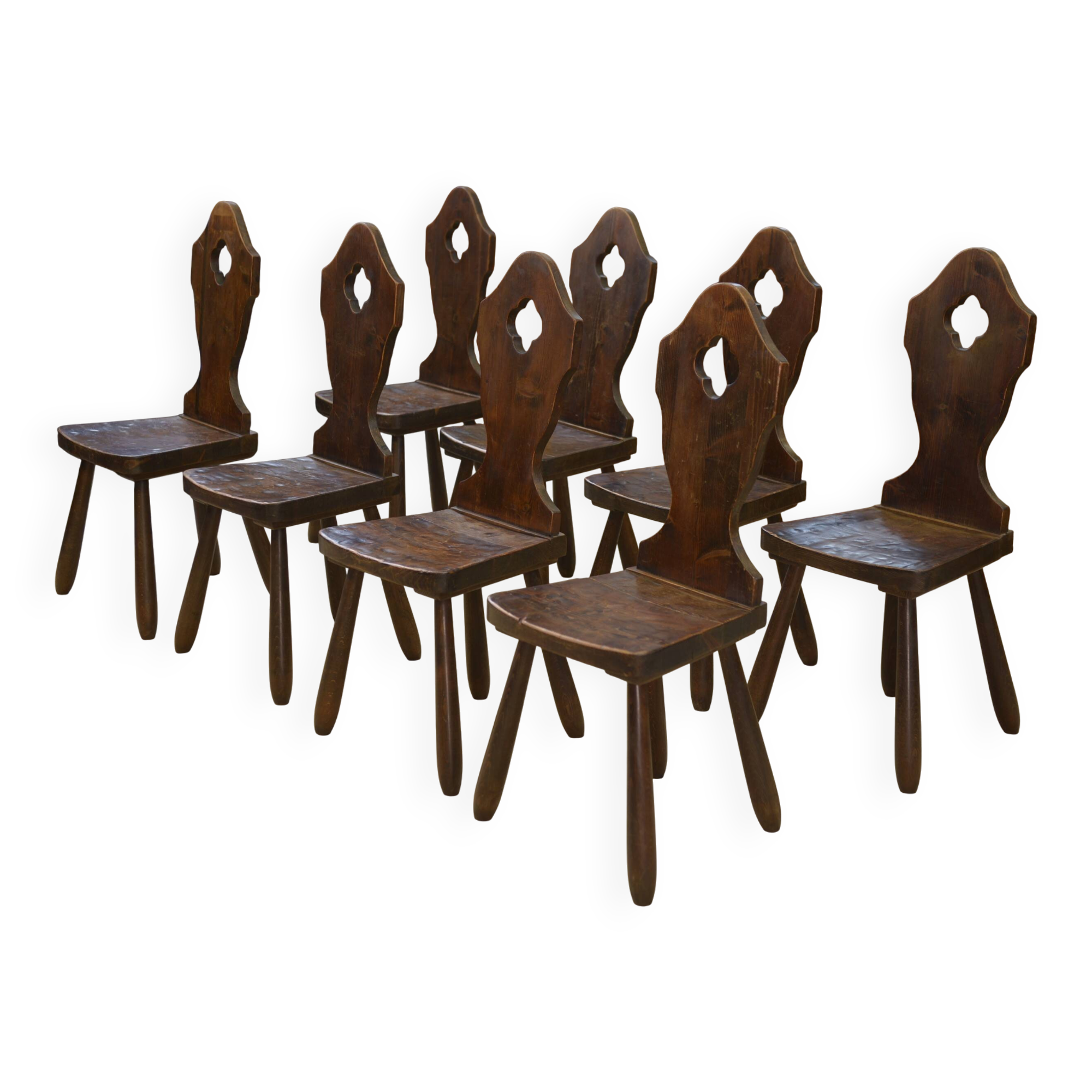 Ensemble de 8 chaises monastère 1950’s