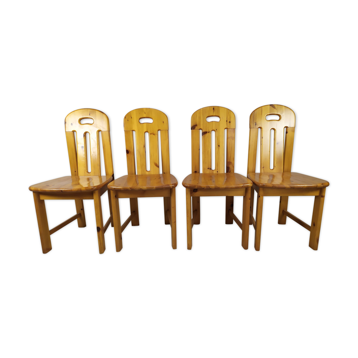 4 vintage pine chairs mountain shawl