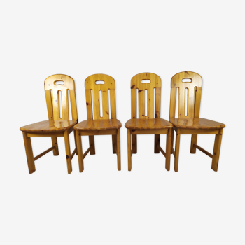 4 chaises pin vintage châlet montagne