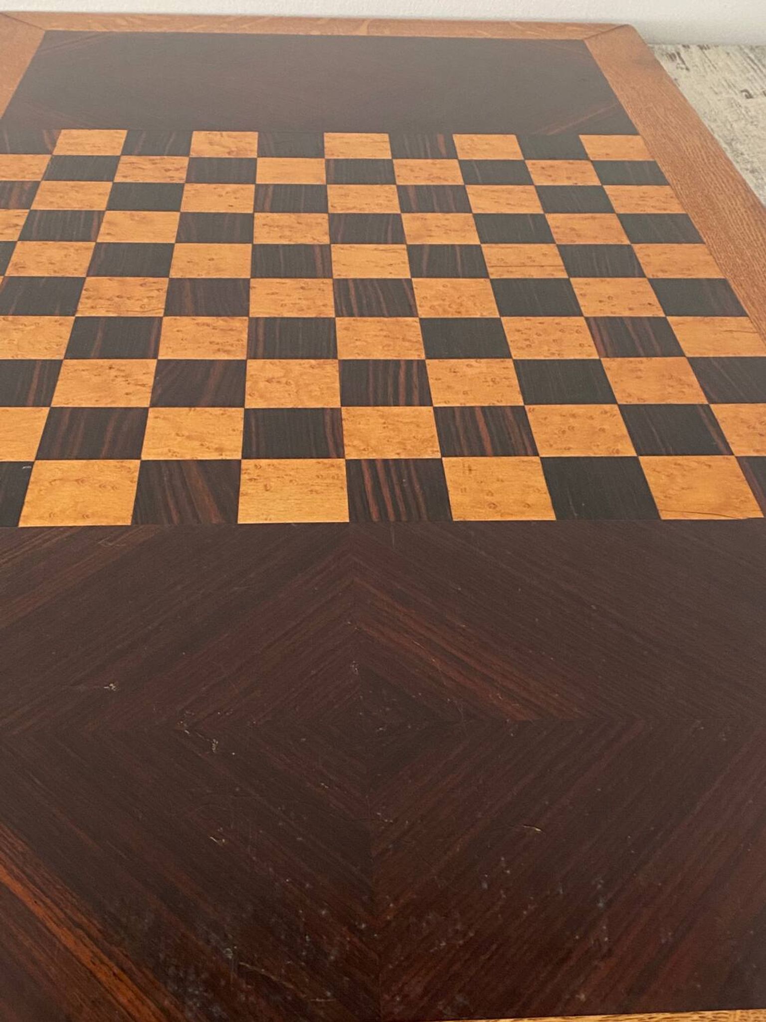 Grand plateau vintage de jeu de dame en bois