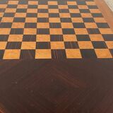 Grand plateau vintage de jeu de dame en bois