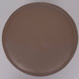 Top quality Leather Pouf 3 Oak legs 1990s