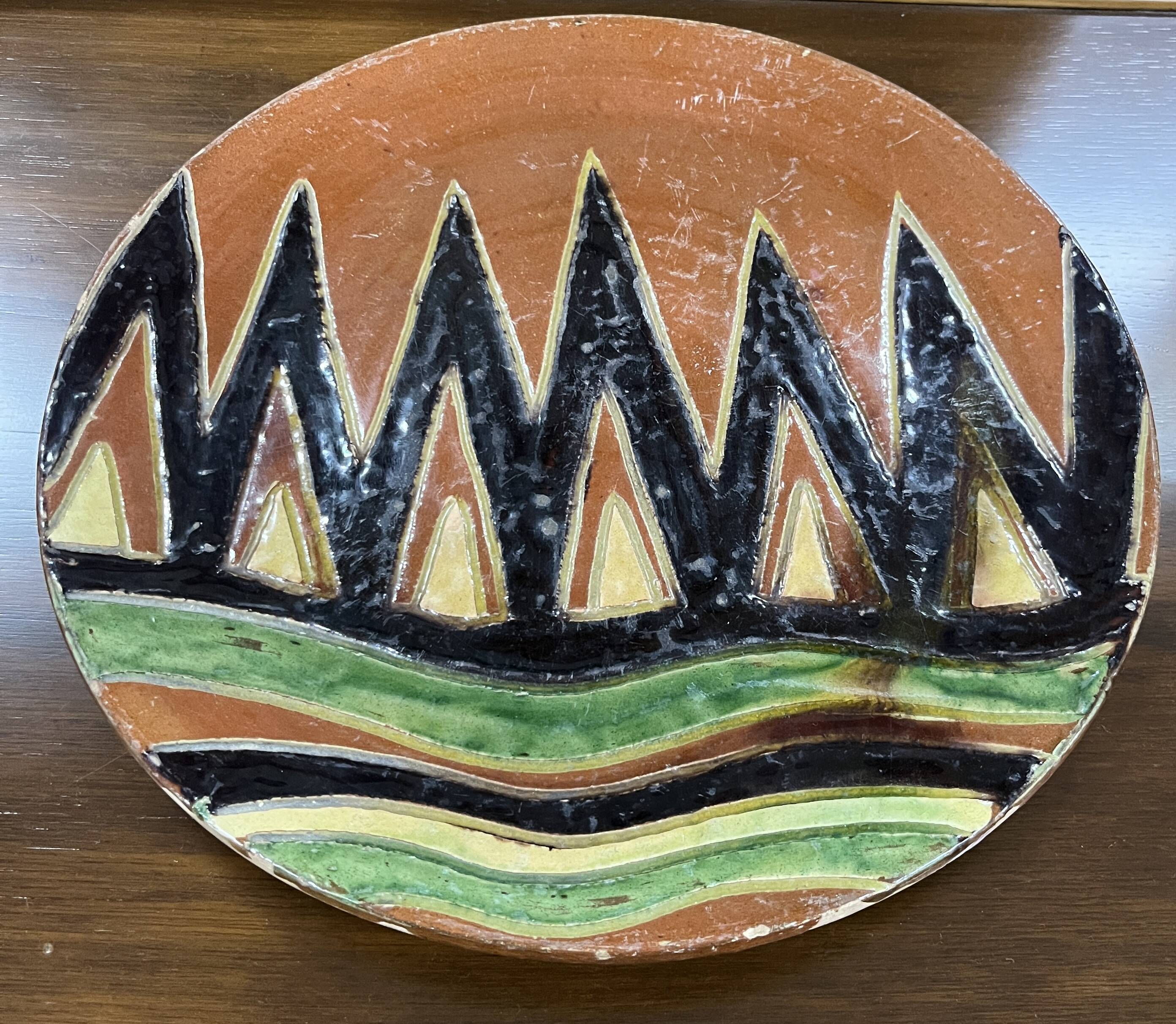 Large ceramic dish by Giraud Biot