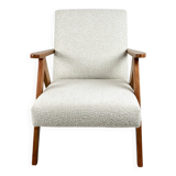Vintage Ivory White Boucle Model B-310 Armchair, 1970s