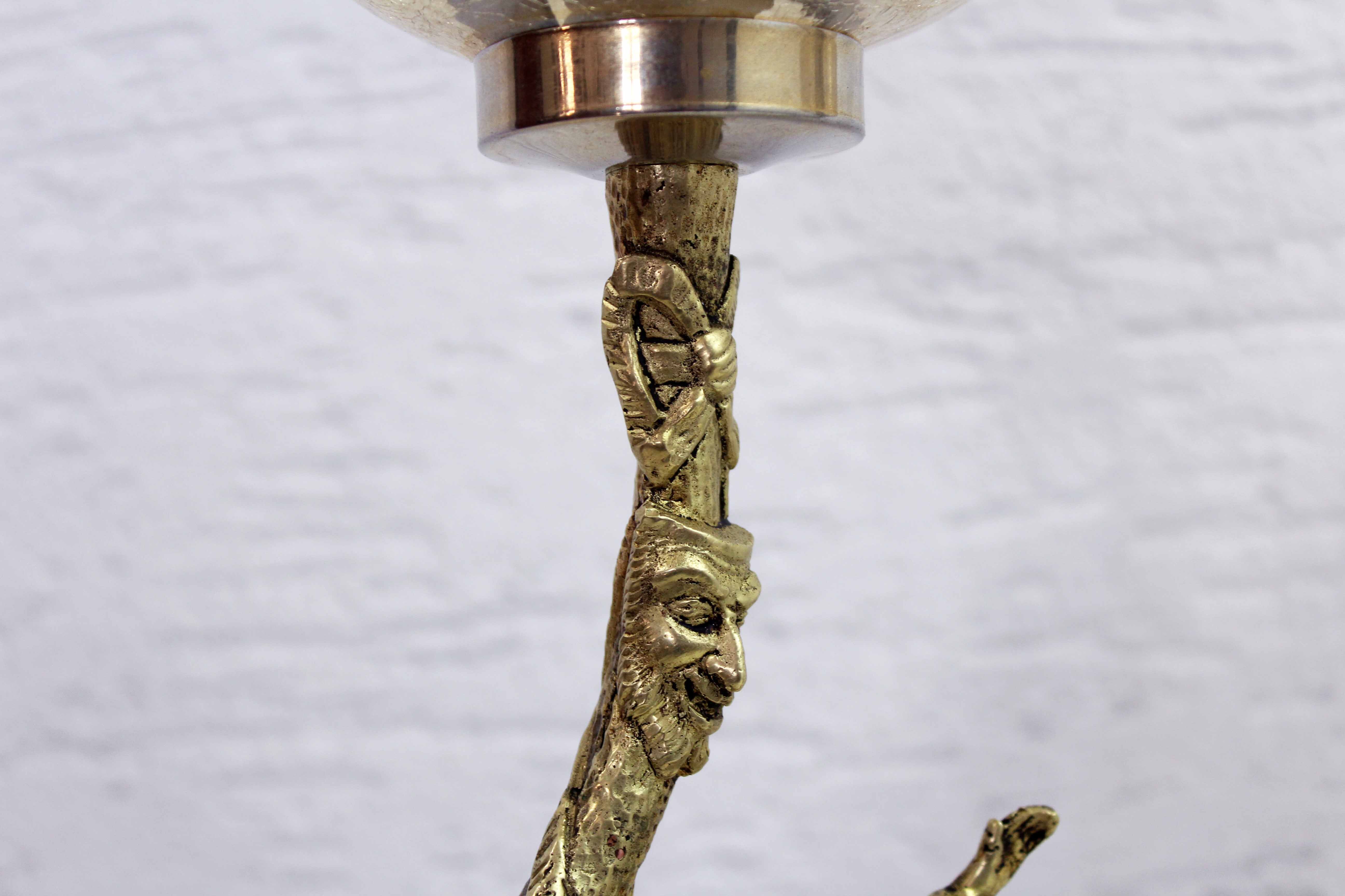 Pair of lamps in bronze and gilded glass