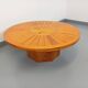 Vintage round pine coffee table from the 70s
