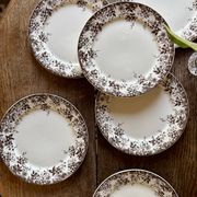 Set of 6 antique ironstone dessert plates, Alphand pattern by Sa
