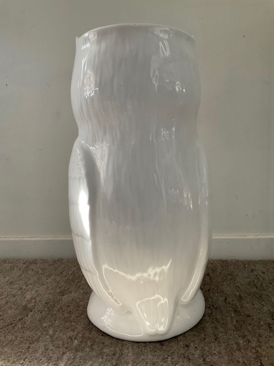 Vintage ceramic owl umbrella stand from the 70s