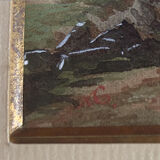 Tableau Aquarelle XIX° "Le chemin de la ferme - Nivernais" & cadre