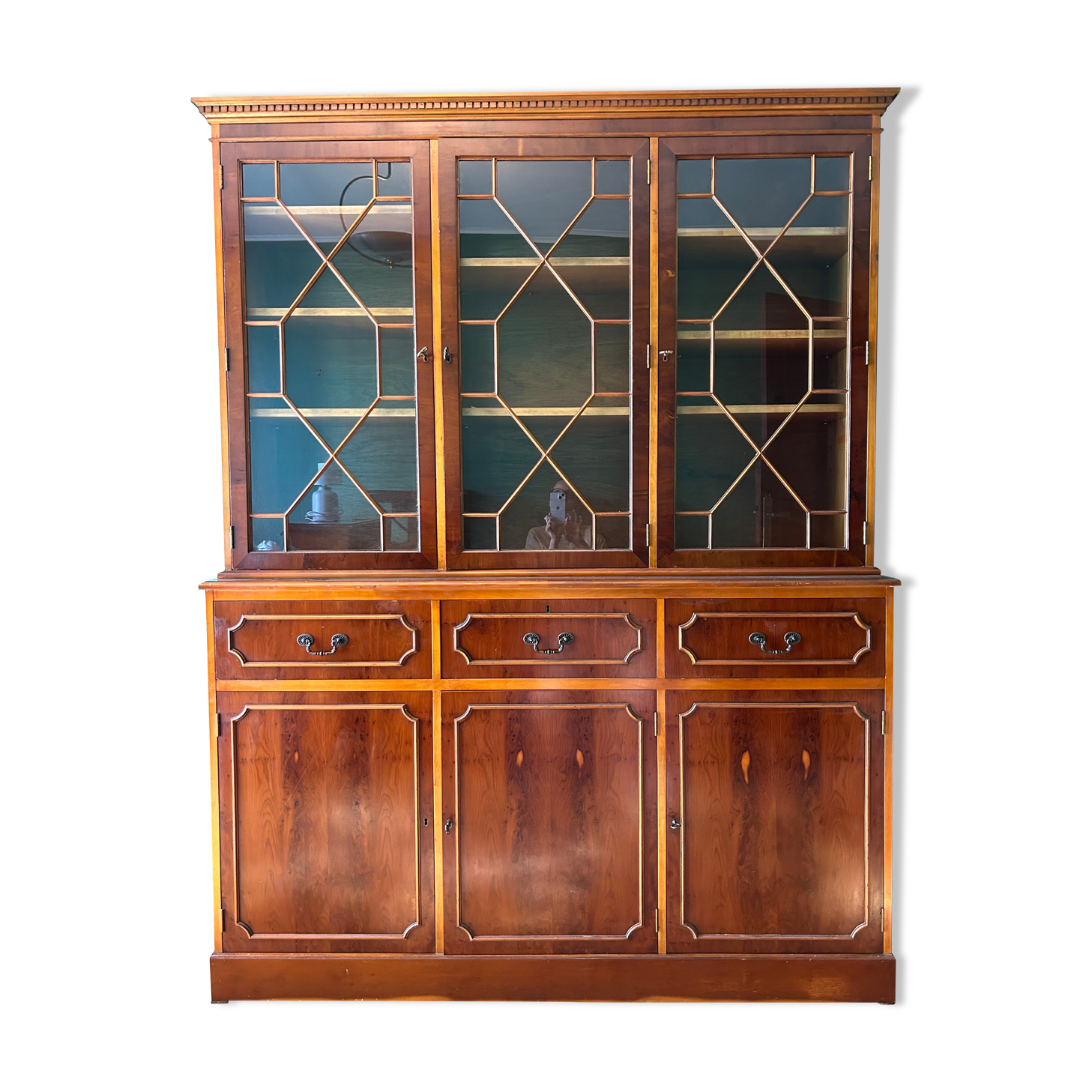 Large glazed bookcase classic English style mahogany