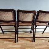 3 folding chairs with seat canning and backrest