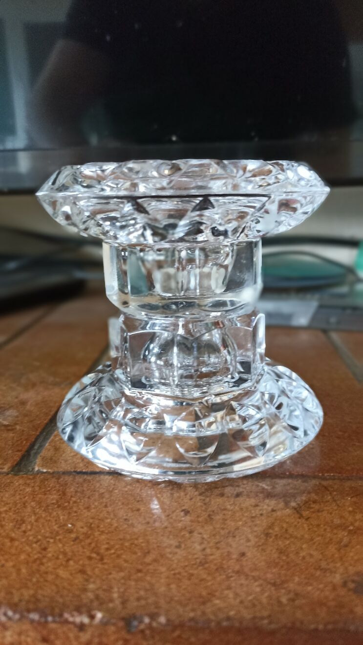 Duo of crystal candle holders - ARC France