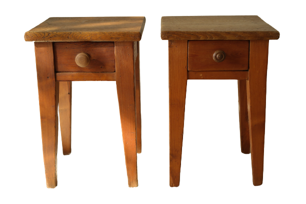 Pair of vintage country bedside tables oak and fir