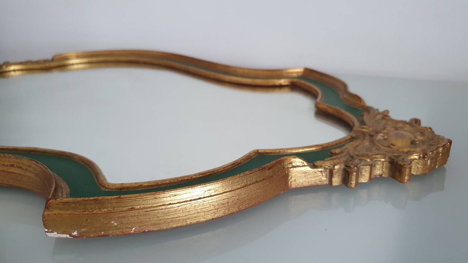 Gold leaf gilded wooden mirror