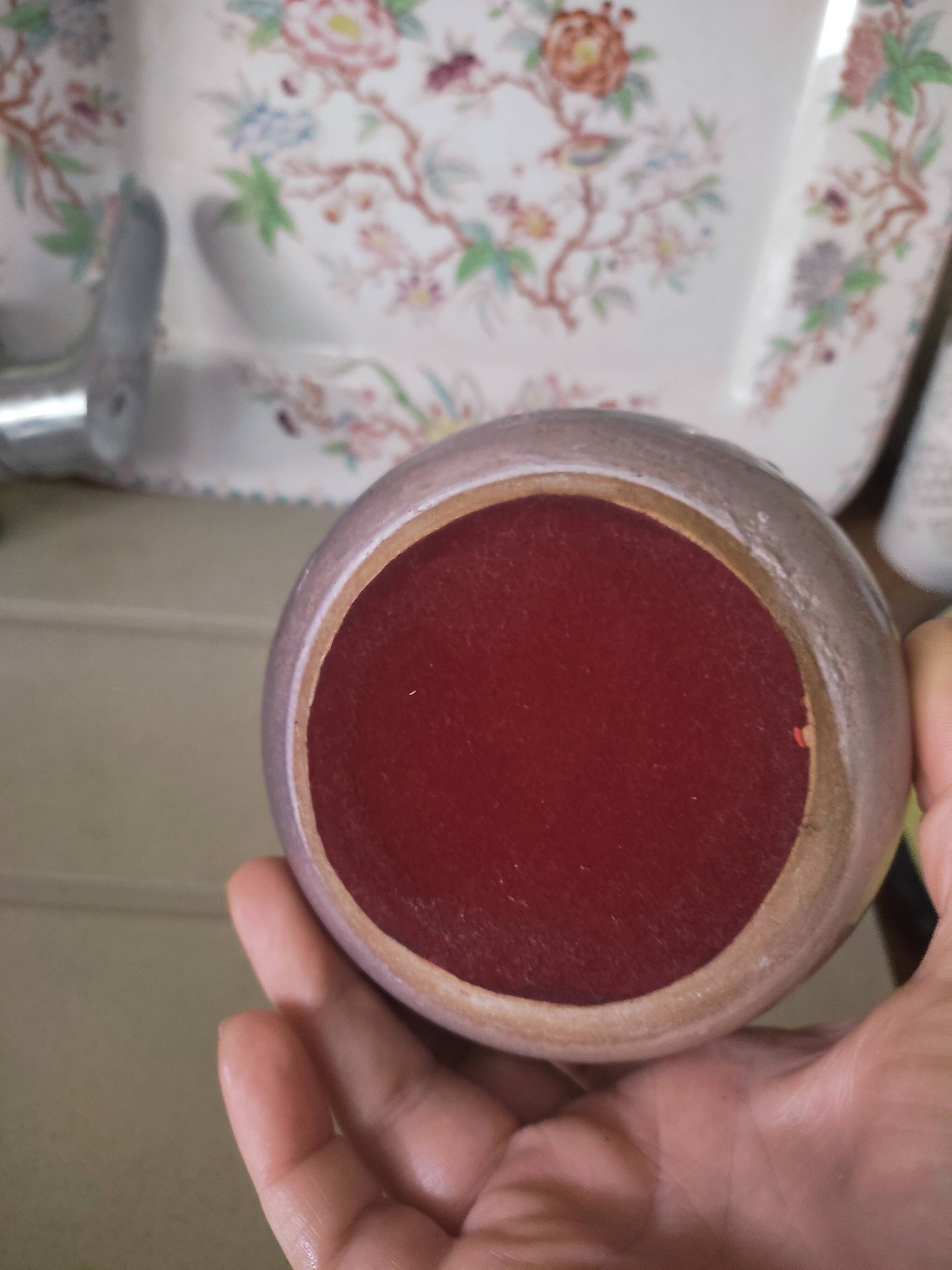 Enamelled stoneware ball vase