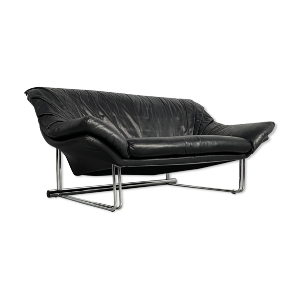 Postmodern Leather And Chrome Sofa C 1970 Selency Postmodern Leather And Chrome Sofa C, Modern Black Leather And Chrome Sofa