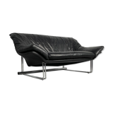 Postmodern leather and chrome sofa, c.1970
