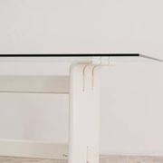 Table à manger Pierre Cardin en bois et cristal design années 70 moderne