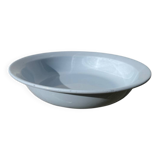 Round, flat, sky-blue ceramic salad bowl from Moulin des Loups
