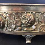 Table planter in embossed brass with floral motif late 19th century